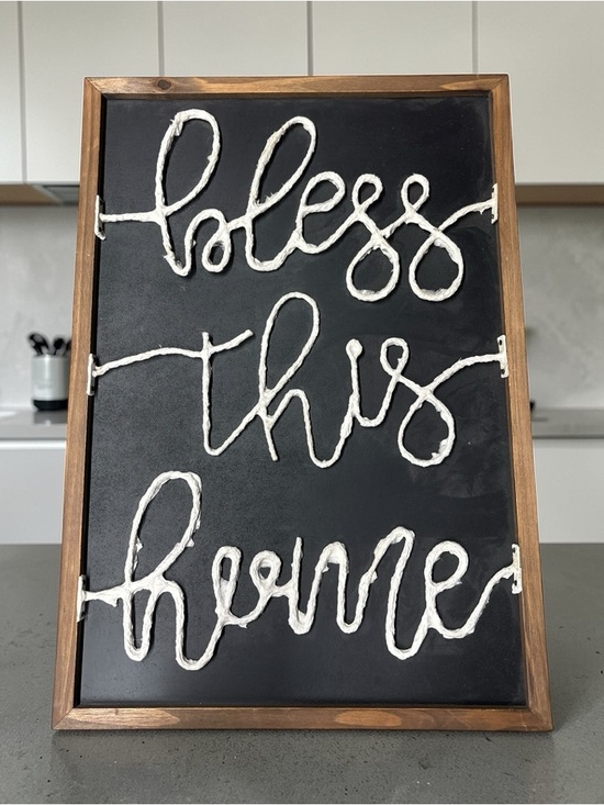 Handcrafted 'Bless This Home' Rope Word Wall Art - Black & White - Picture 4 of 12